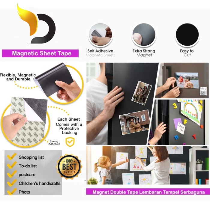 

Magnet Lembaran Tape 3m Kecil Kotak Magnetic Sheet Lembar Double Tape Flexibel Magnet Photo Lembar Persegi