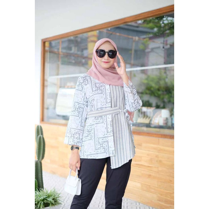 Batik wanita modern baju batik wanita lengan balon kancing depan Blouse Batik wanita