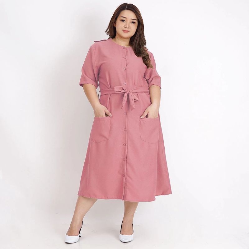 Dress Wanita Tunik Crinkle Airflow Jumbo Gaun Midi Oversize Ld 120-130 L XXL XXXL