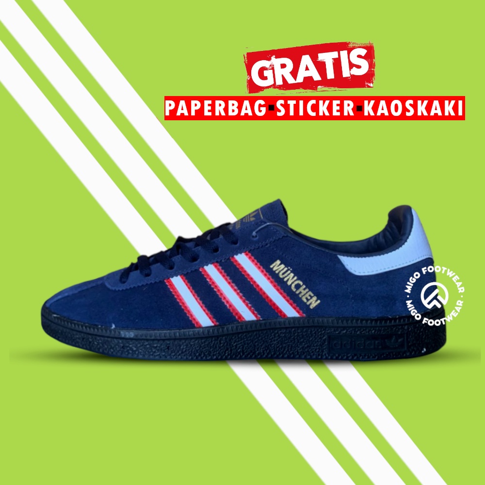 COD Sepatu Casual Garis Tiga /// adidas Spezial Munchen Edge Navy Red Navy Red White Premium BNIB Fu