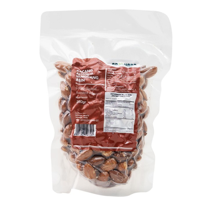 

[KUALITAS PREMIUM] Kacang Almond Panggang Asin 250gr / Lightly Salted Roasted Almond Termurah