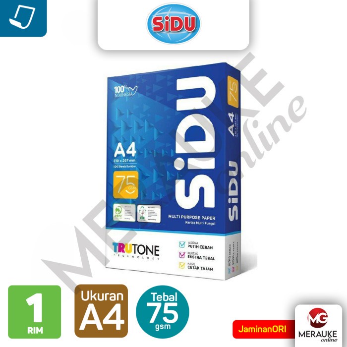 

Kertas HVS SiDU A4s 75gsm isi 500 Lembar
