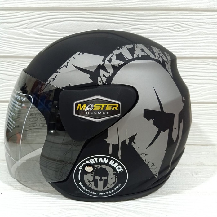 [ORI] HELM HALFFACE EVOLUTION MOTIF SPARTAN RACE MIRIP GM EVO HELM DEWASA - BLACK GUN DOFF
