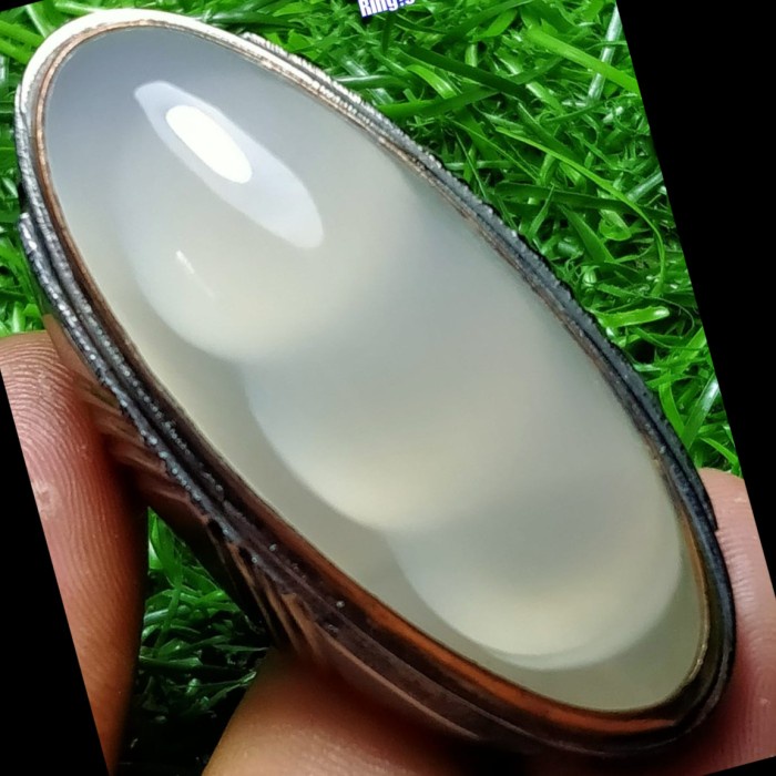 Cincin Batu Akik Pandan Semu Nanas Kapas Merah Lumut Oli Sutra Antik 1
