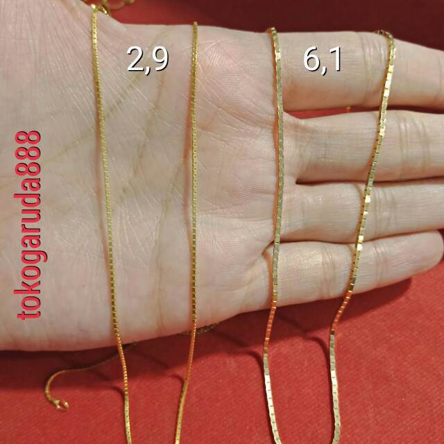 Rantai kalung anak dan dewasa emas asli kadar 700 22 70% itali italy baru padat segiempat 3 6 g gr g