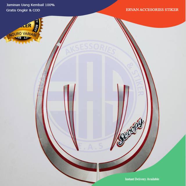 striping honda scoopy karbu 2010 2011 stiker list body merah motor standar