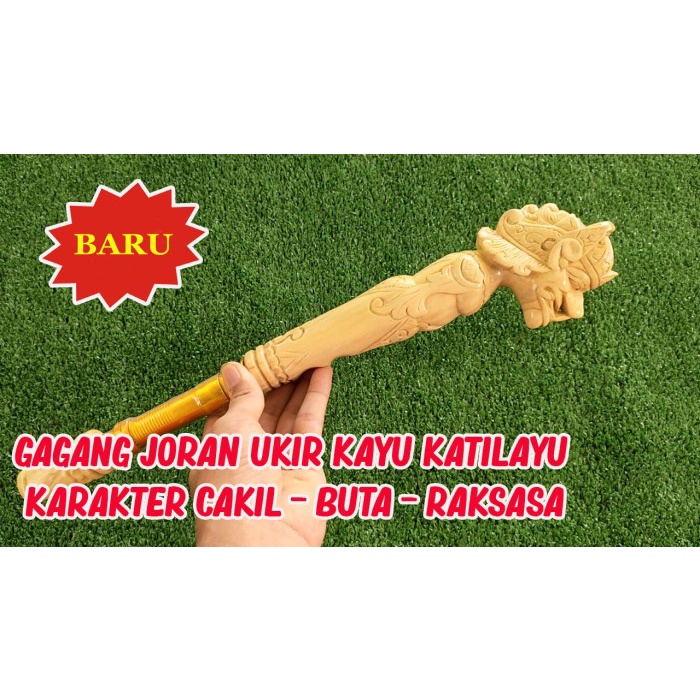 Termurah Gagang Joran Pancing Ukir Kayu Katilayu - Wayang Cakil / Raksasa / Bar