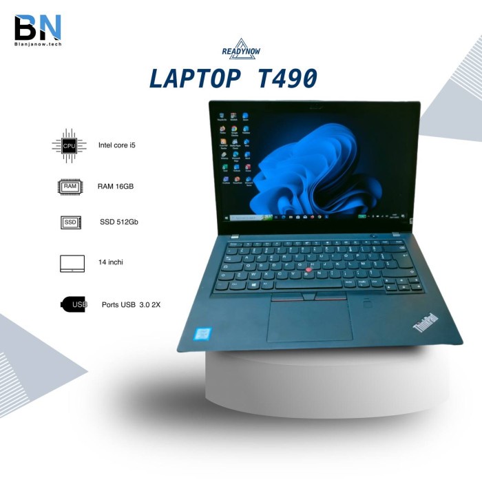 Laptop Lenovo Thinkpad T490 core i5 gen 8 Ram 8 Gb SSD 256GB