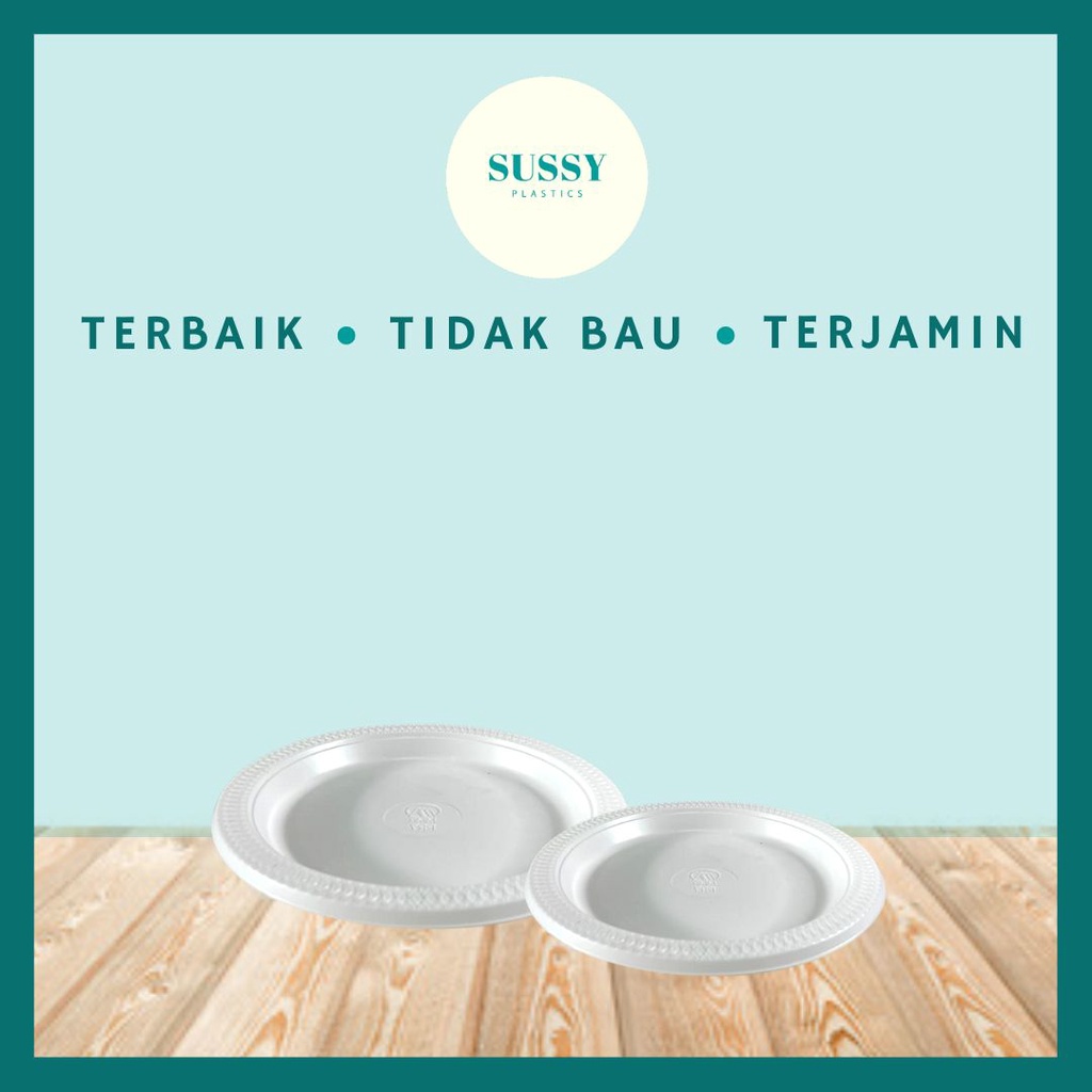 Piring Makan Plastik Tebal Sekali Pakai Ukuran 9 10 / Piring Plastik Putih Susu / Piring Pesta