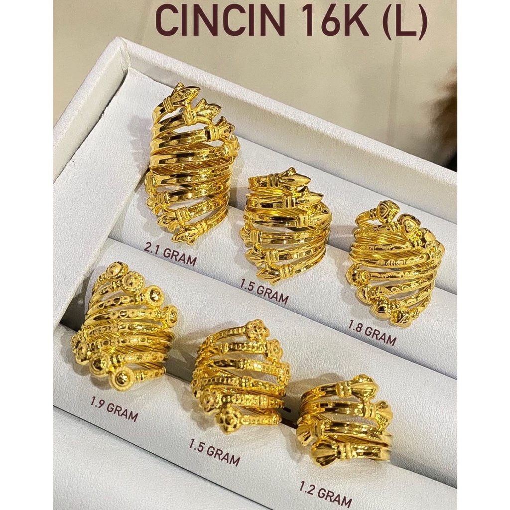 Cincin anak dan dewasa emas asli kadar 16k lokal selisih kerawang lebar polos tanpa permata sisik na