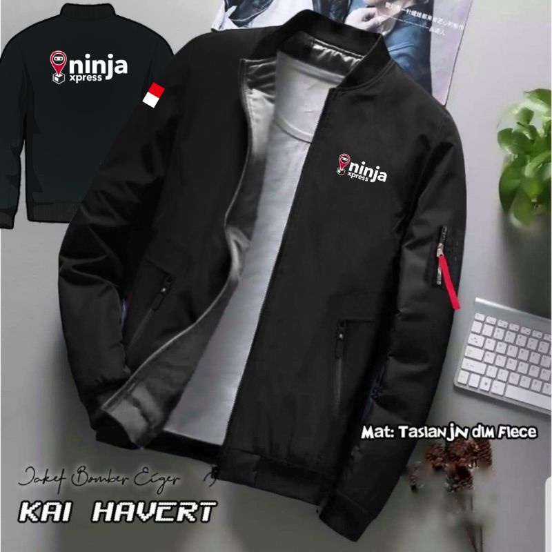 JAKET BOMBER NINJA XPRESS KURIR NINJAVAN EXPRESS SABLON TERBARU 2024 JAKET CUSTOM SABLON