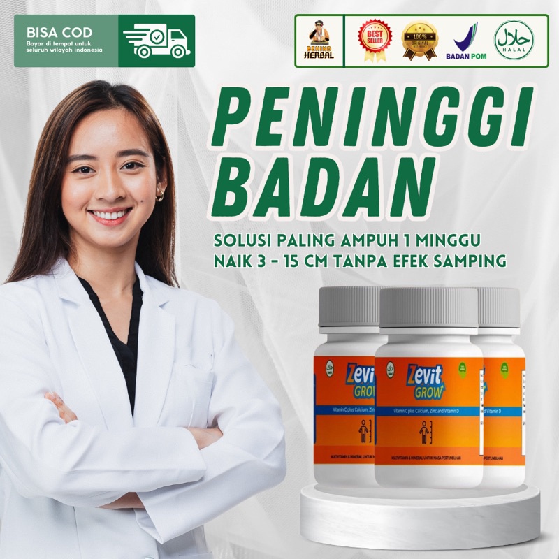 [ORI TERLARIS] ZEVIT GROW - PENINGGI BADAN / SUPLEMEN PENINGGI BADAN / PENINGGI DEWASA / ORIGINAL BP