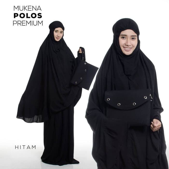 MUKENA DEWASA CANTIK  POLOS WARNA HITAM BAHAN SUPER ADEM