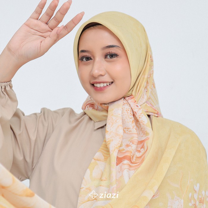HIJAB PRINTING MOTIF - KHALANI SERIES - Lemon/Kuning Muda