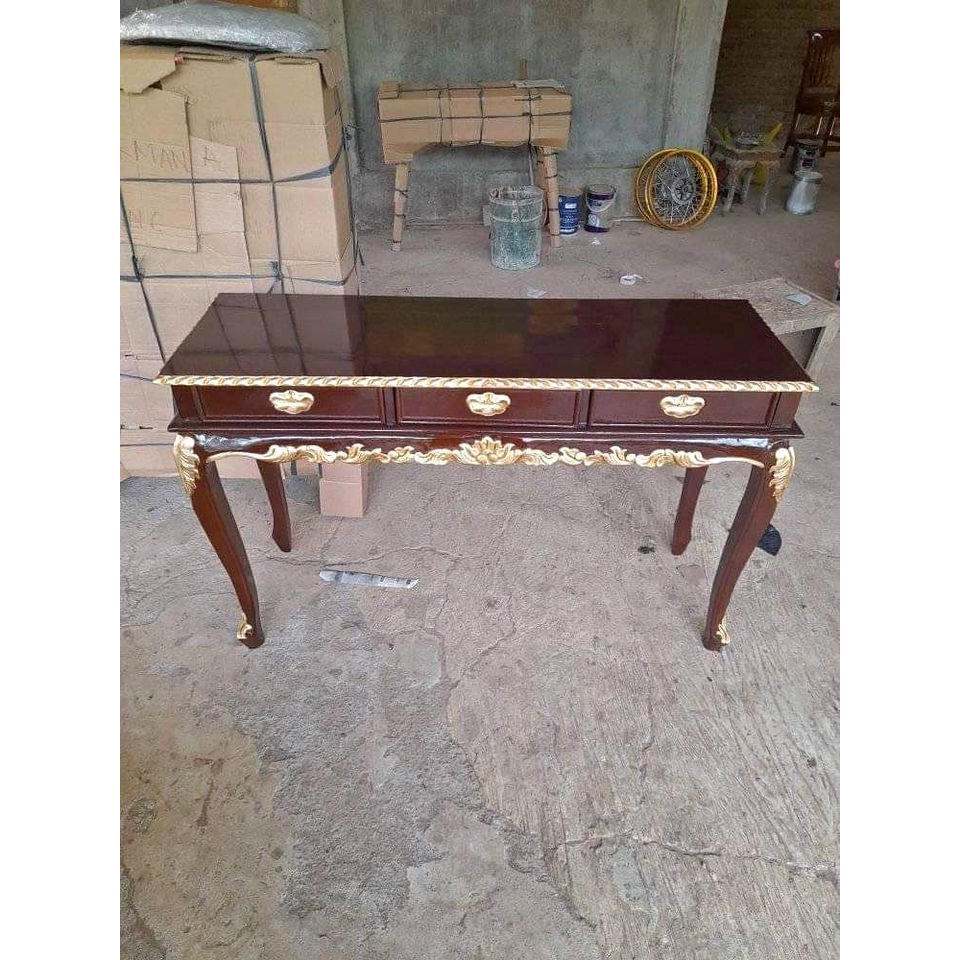 Meja Konsul Kantor Belajar Kayu Jati Ukir Laci3