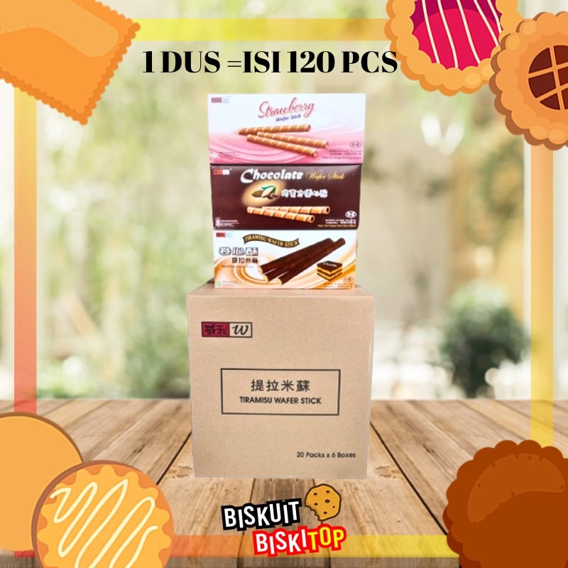 

B.BISKITOP - WILLIE WAFER STICK 5KG (1 DUS) Biskuit Kue Kering Anak Dewasa Renyah Biscuit Rasa Coklat Stawberry Tiramisu