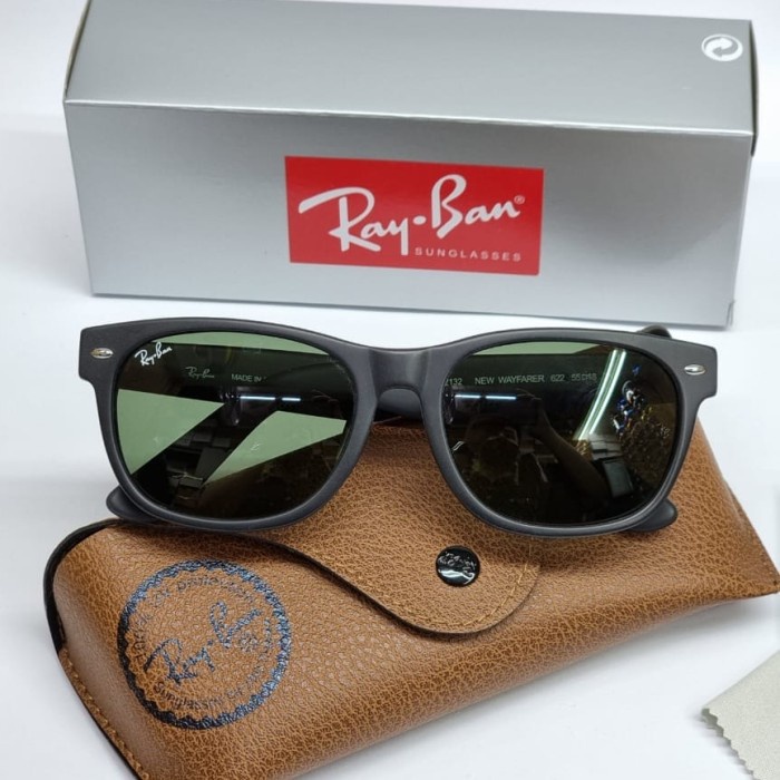 kacamata hitam pria rayban wayfarer 2132 - hitam glossy
