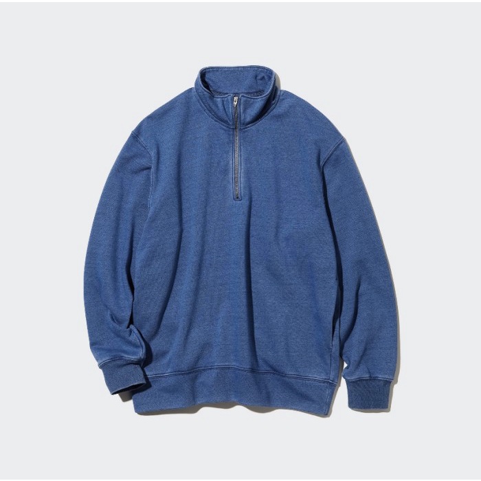 Uniqlo pullover sweat halfzip new original - 64 blue, S