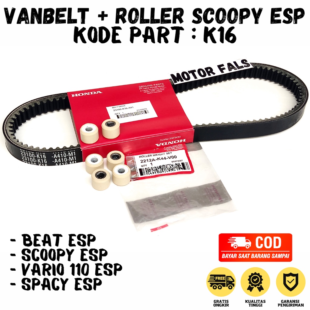 Vanbelt Roller Beat ESP Stater Halus - Scoopy Donat K16 - Vario 110 ESP / Vbelt Roller Honda Scoopy 