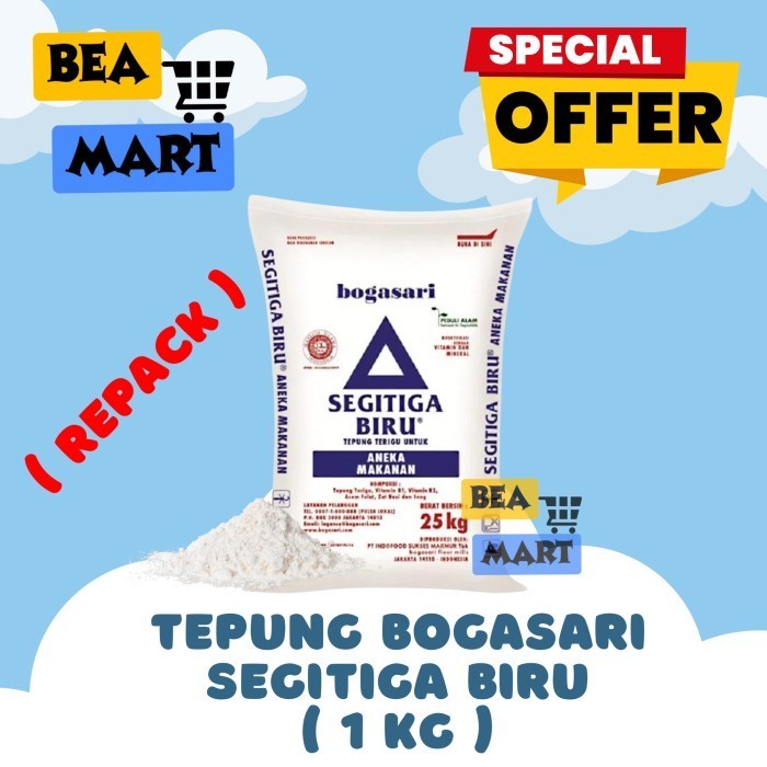 

Tepung Terigu Segitiga Biru Serbaguna Curah 1 kg | Kiloan Repack 1kg