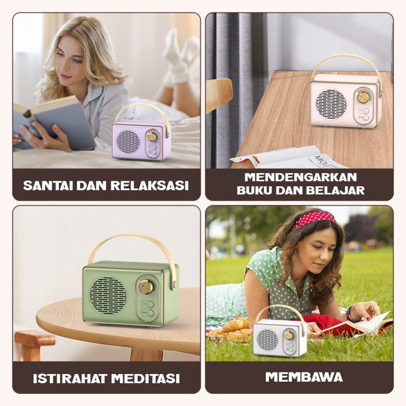 Speaker Bluetooth Klasik Retro, Speaker Bluetooth Portabel Mini, Speaker Karaoke Kecil Yang Lucu, Sp