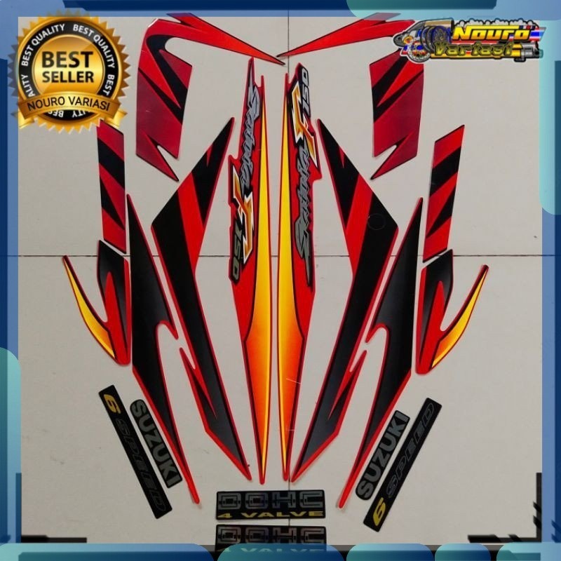 Stiker Striping Suzuki Satria fu f 150 2007 2008 merah hitam list motor thailand bagus