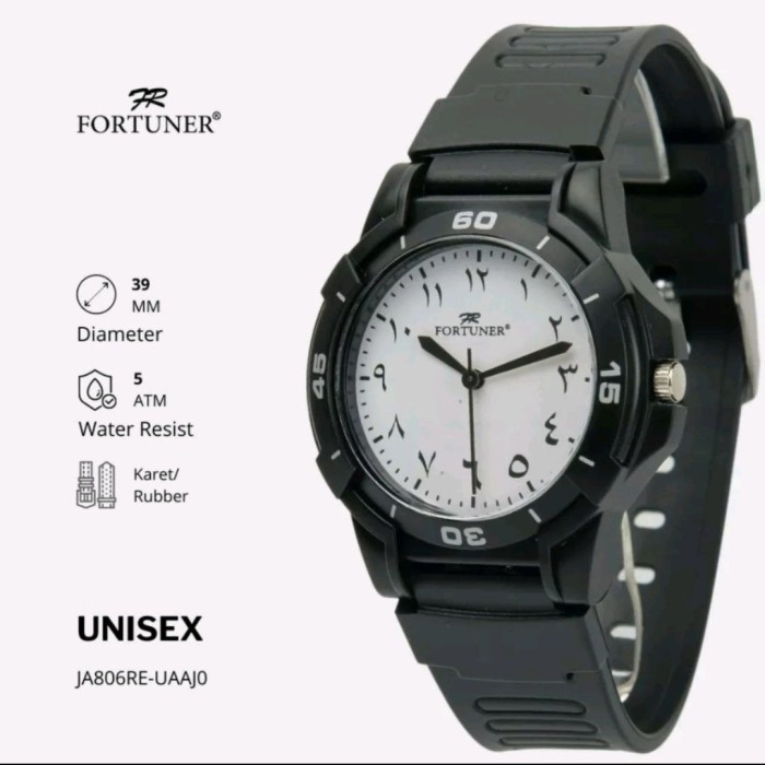 Jam tangan fashion pria wanita Unisex Angka Arab Fortuner Anti Air - Putih /Update Viral 2025