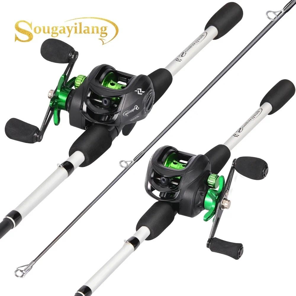 Sougayilan Baitcasting Fishing Rod and Reel Set Casting Rod 7.2:1 Gear Rantio Trolling Fishing Reel 