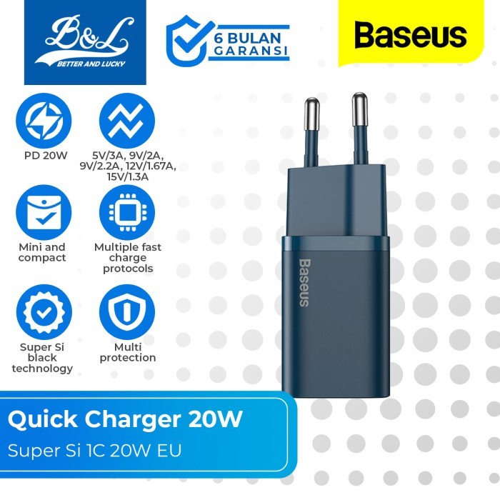BASEUS PD Quick Charger Super Si 20W - Biru