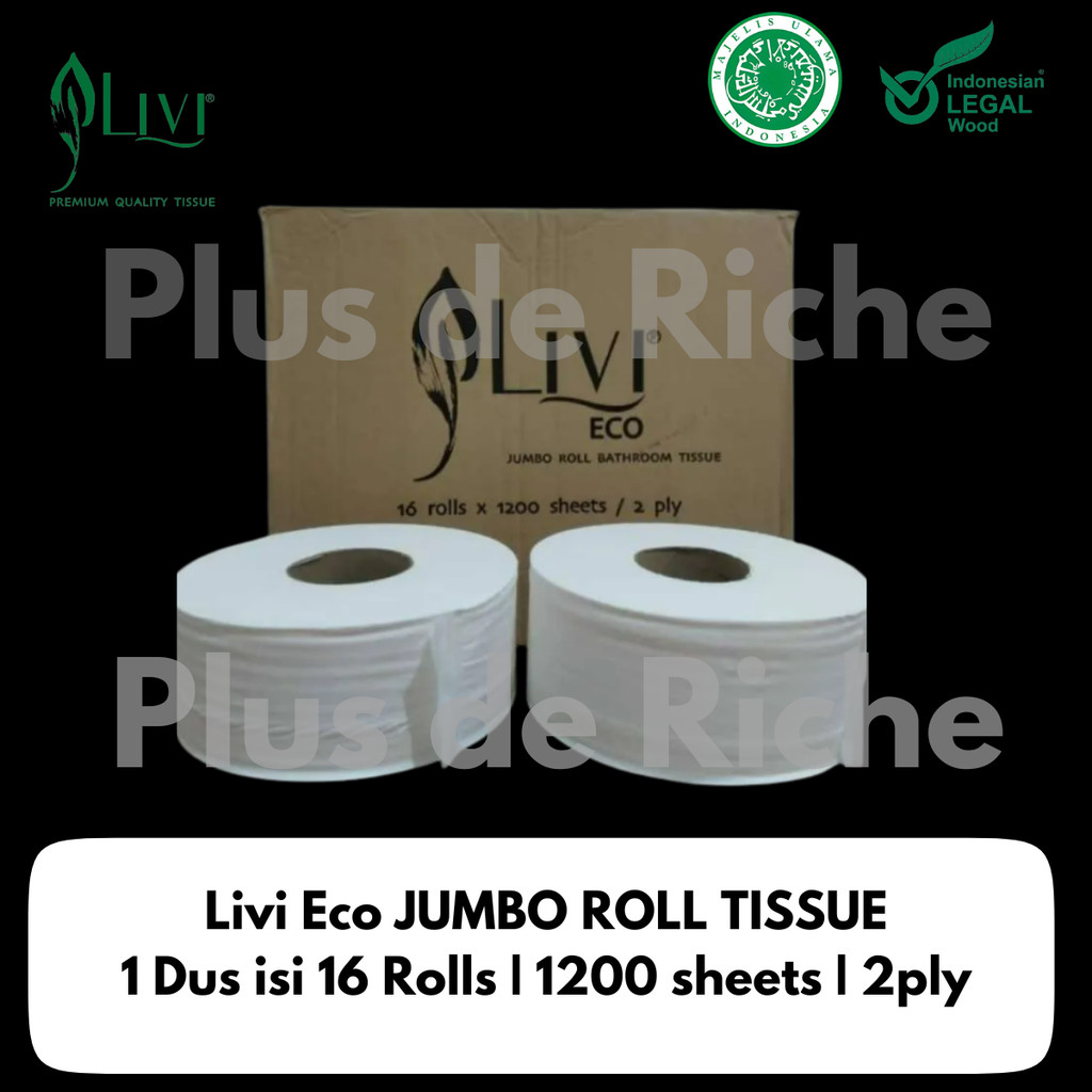 [GOJEK/GRAB] Tissue LIVI Toilet JUMBO JRT 1200's 1DUS (16Roll) - Livi Jumbo Roll Tissue