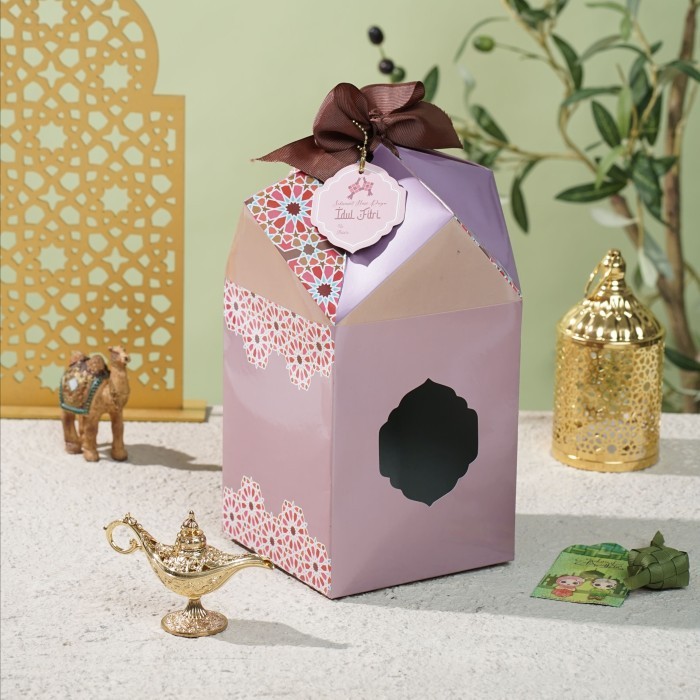 

Box hampers Lebaran - Idul Fitri - Box Kerucut 3 toples biggy - UNGU metalic+Free tag