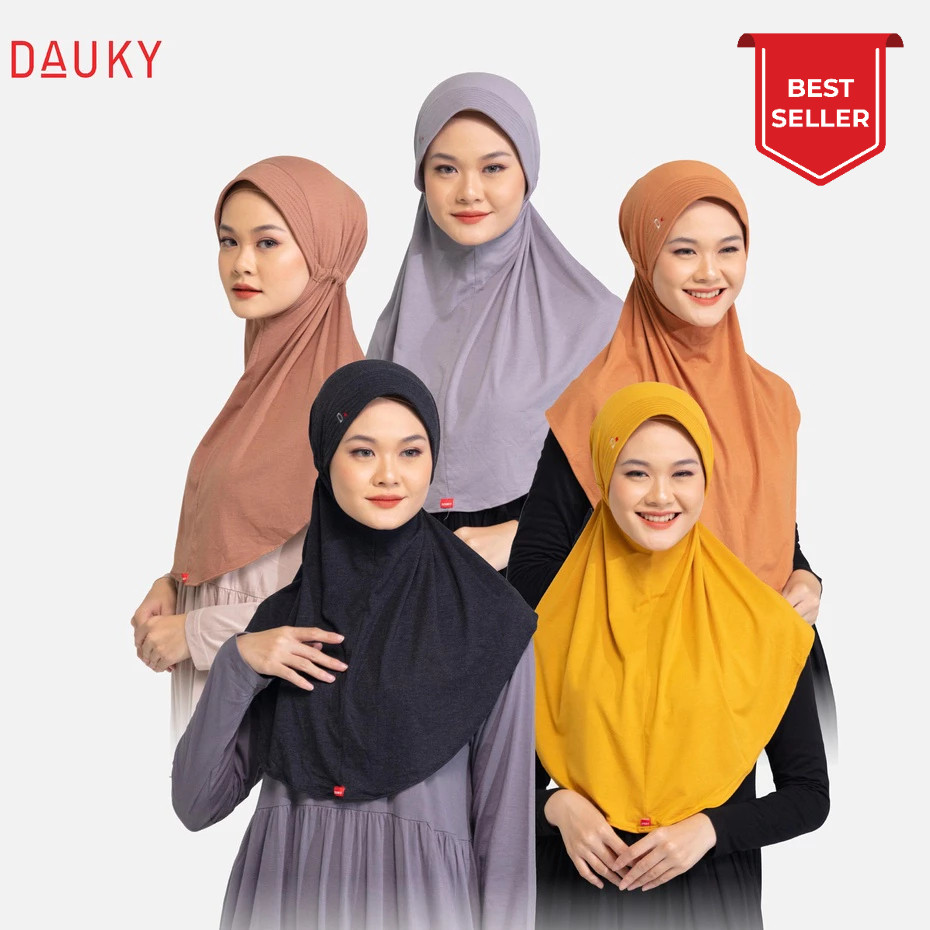 Dauky Daily Hijab Jilbab Instant Bergo Polos Bahan Kaos Premium Rara Riri Tali Serut