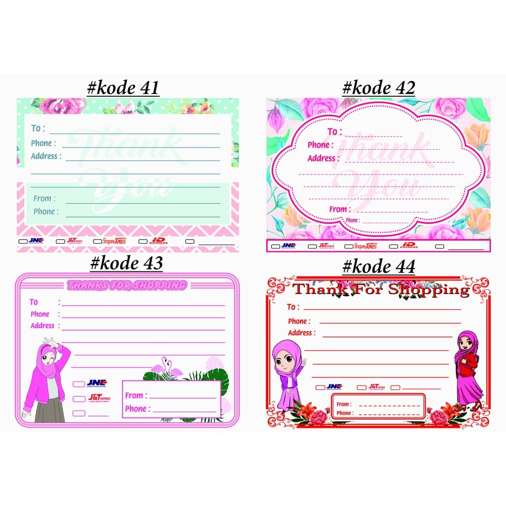 

Celine2 - Kertas pengiriman olshop bahan hvs / label pengiriman kode 41-48