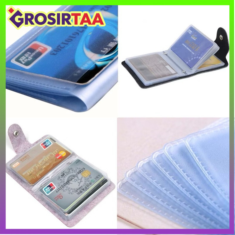 COD MAKASSAR Dompet Kartu Kulit Warna Warni 24 Slot Card Holder Serbaguna Penyimpanan Kartu Nama Ter