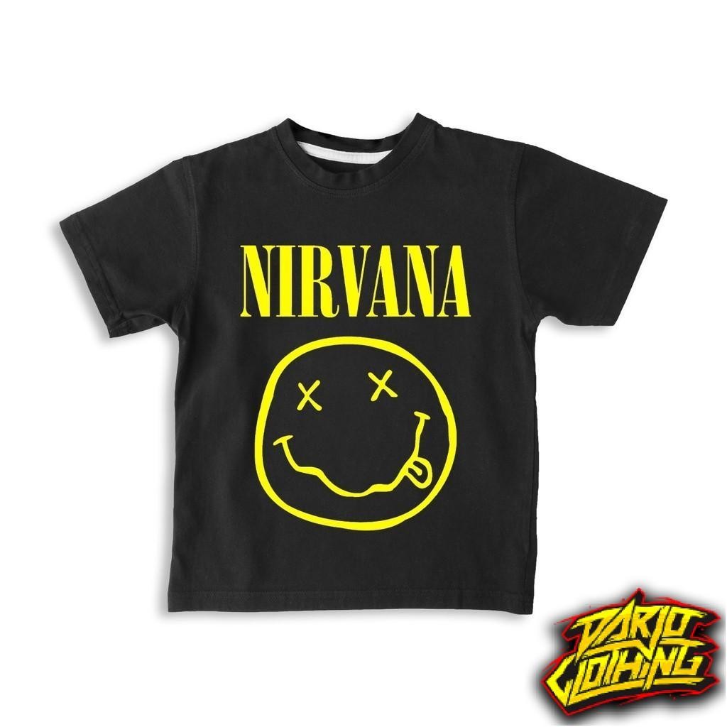 Toko Kaos Combed -  Kaos Anak Band Nirvana Logo Smile Kuning Baju Band Anak