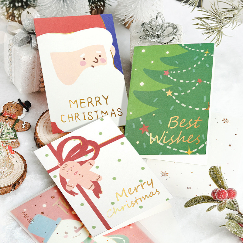 

Mr. Paper 1Style 4Pcs/bag Christmas Christmas Eve Theme Stamping Greeting Card Creative Decoration DIY Handbook Scrapbook Photo