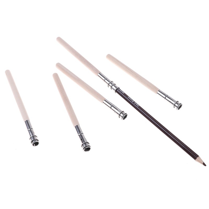 

5Pcs Adjustable Wooden Lengthener Holder Drawing Tool Pencil Painting Extender School Stationary