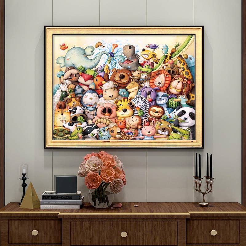 

Cartoon Animals Collection Pattern Printed Canvas DIY Cross Stitch Complete Kits Embroidery Set Cotton Thread Needlework Decor