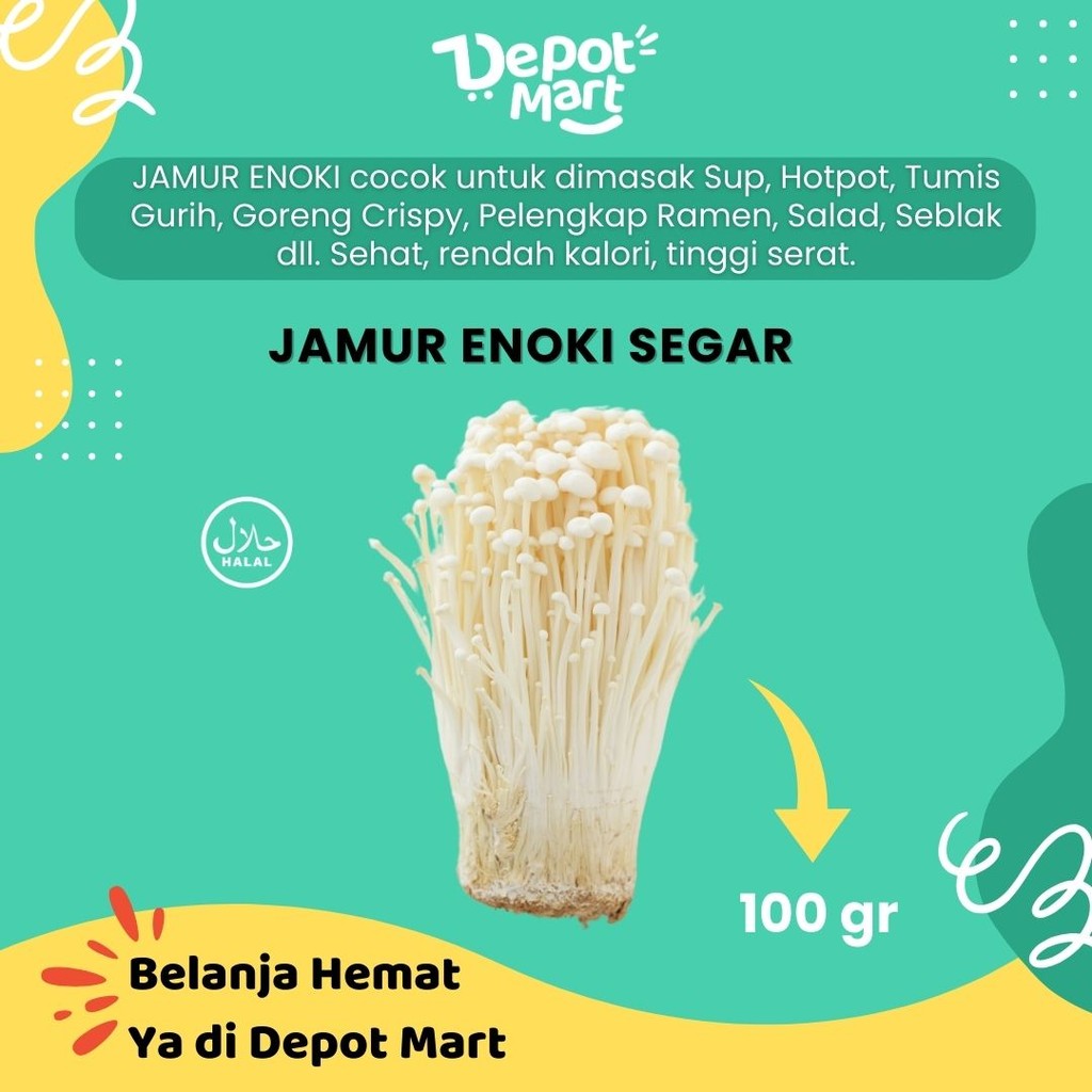 

Jamur Enoki FRESH 100 Gr Mushroom Murah Depot Mart