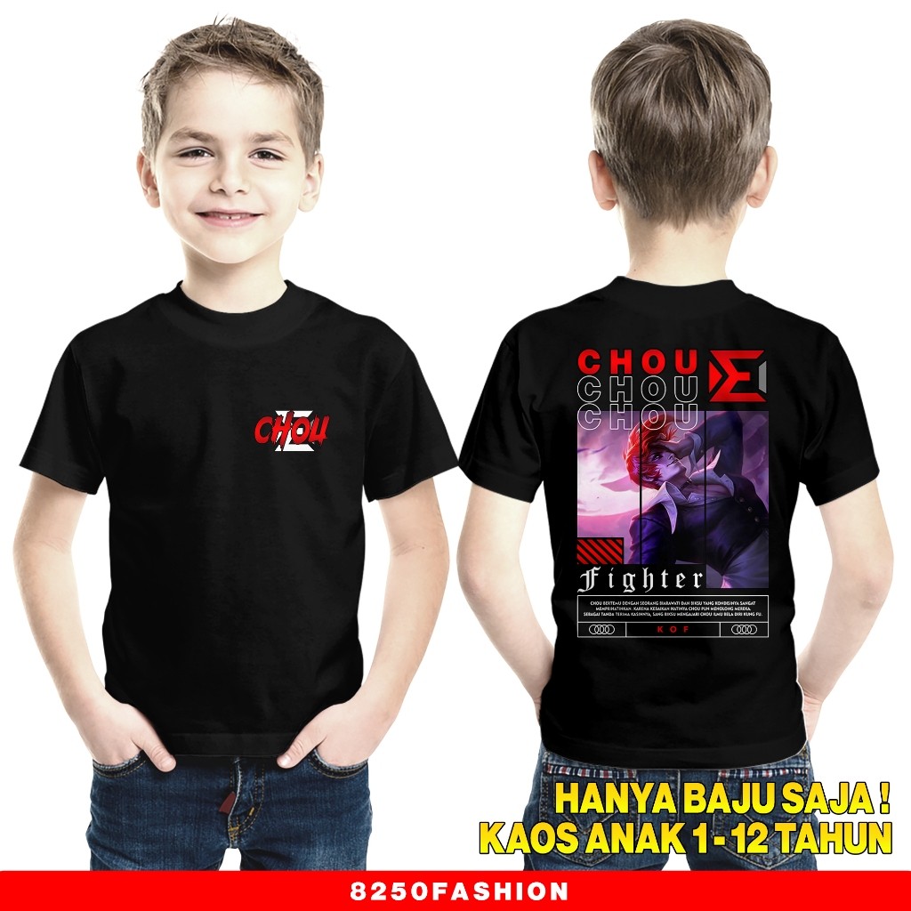 Kaos Mobile Legend Anak Kaos ML Chou KOF Kaos Distro Anak Baju Hero ML T-Shirt Cowok Pakaian Anak La