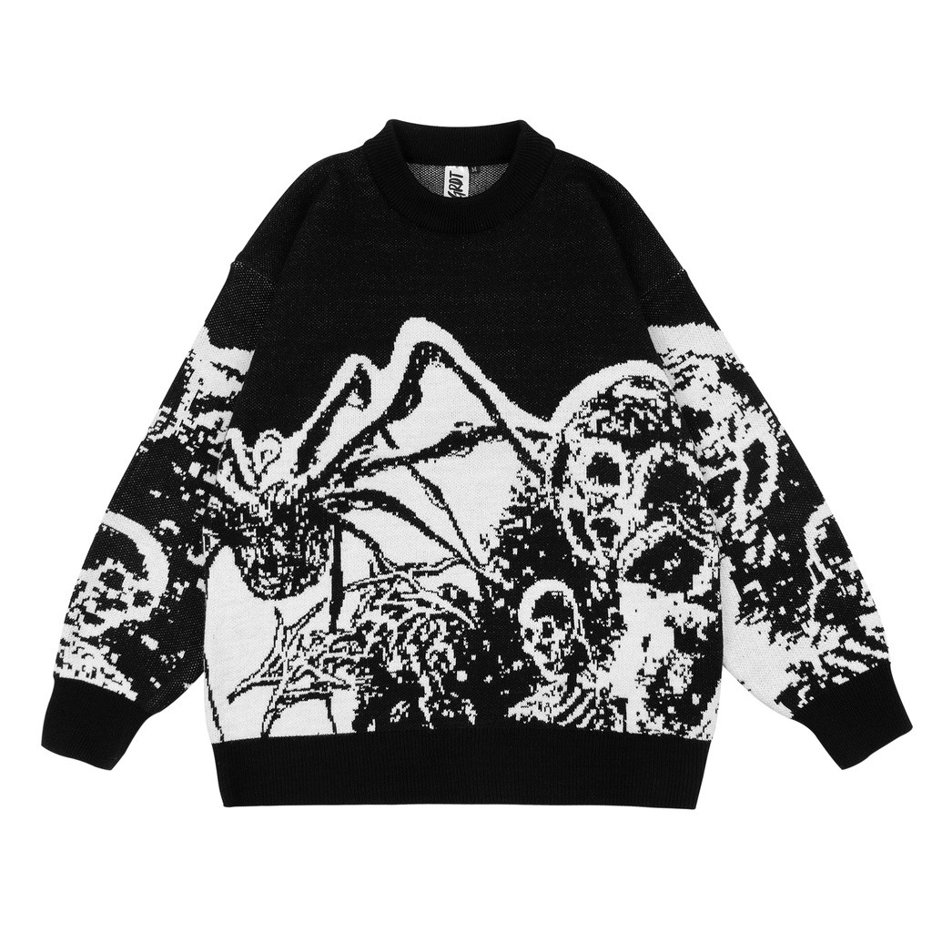 PROMO  GRDT - Invasion Knitwear Black White TERBARU