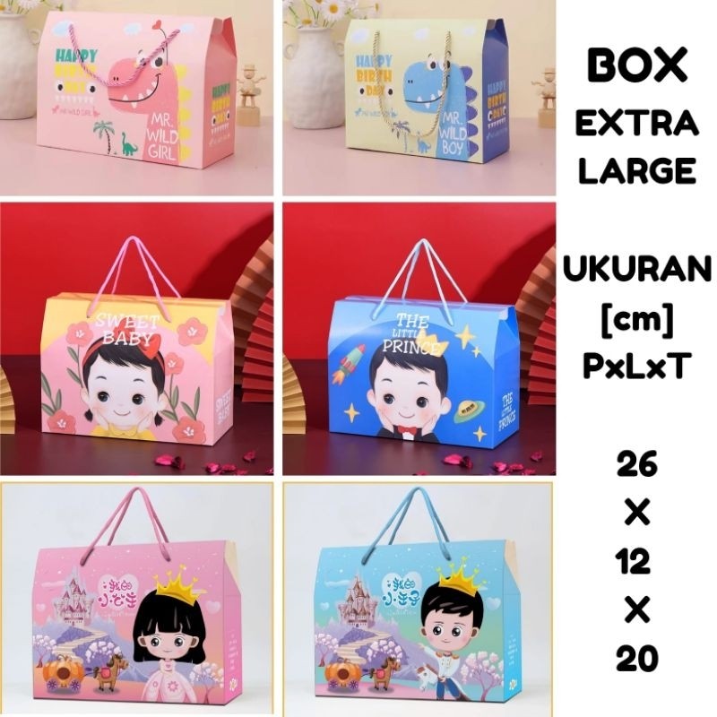 

BOX KADO DINO XL KOTAK PRINCE SOUVENIR SNACK GIFT BIRTHDAY BINGKISAN ULTAH PRINCESS