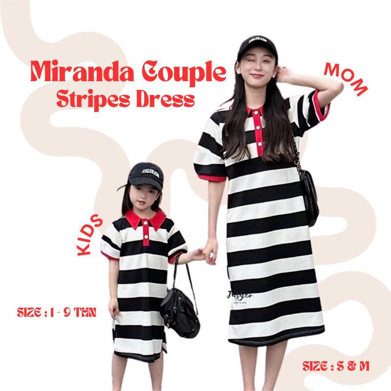 Miranda Stripe Couple Dress /Dress Kerah Polo Couple Ibu Dan Anak