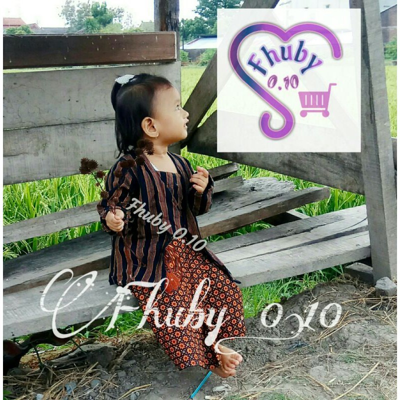 LURIK Set Kebaya Lurik Anak / Kebaya+Rok Batik Coklat / Kebaya Lurik Kutubaru Anak / Baju Adat Anak