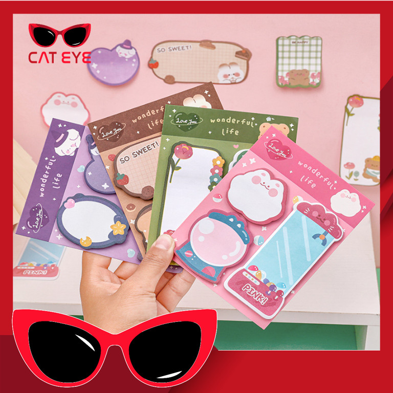 

PROMO - S6268 Sticky Notes Lucu 3 in 1 / Tempelan Kertas Catatan Motif Karakter / Memo Stick Stationery Cute / Sticky Notes Kartun