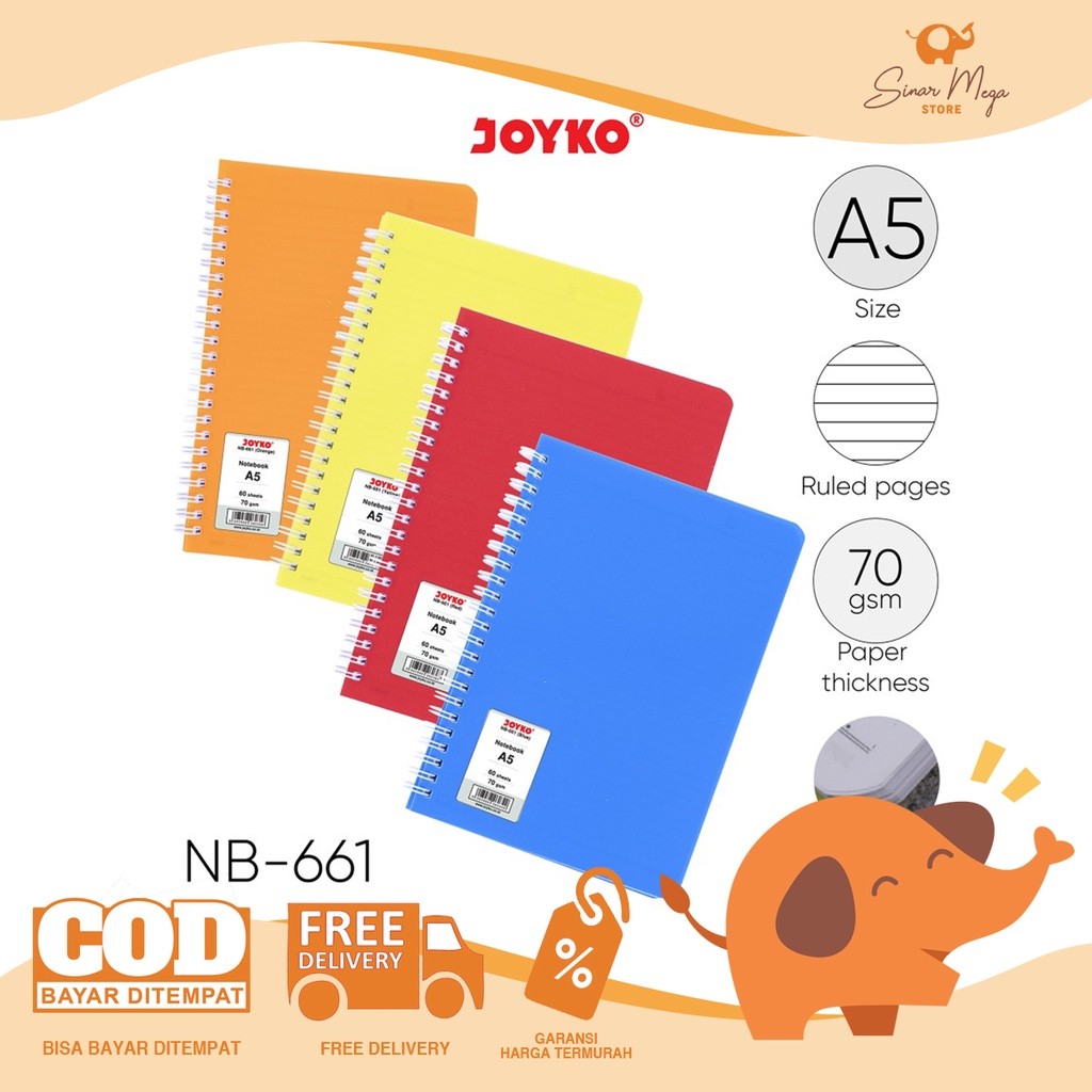 

Joyko Loose Leaf Buku Notebook Spiral NB-661 A5 60 Lembar Ruled Garis Agenda Buku Catatan