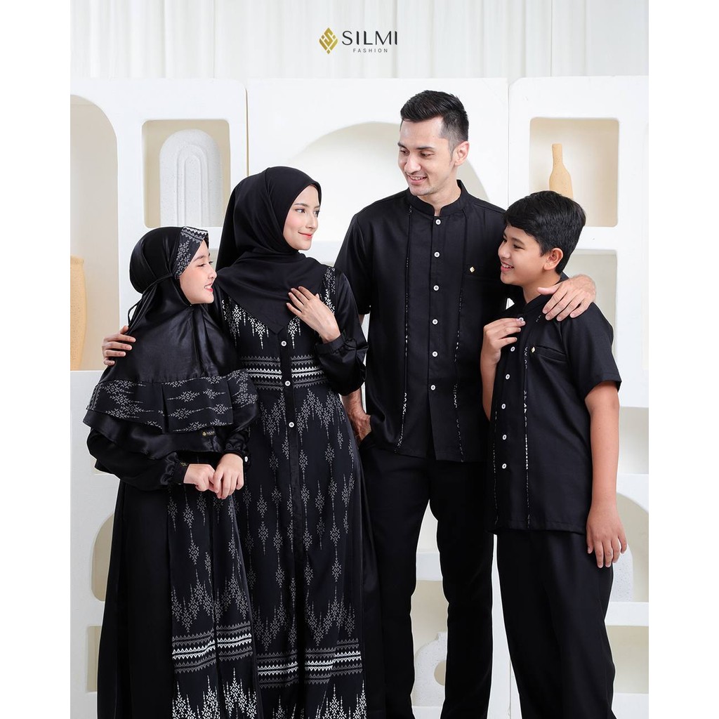 Setelan Couple Pasangan Sarimbit Keluarga Muslim Lebaran 2025 Terbaru Silmi Wardah Family