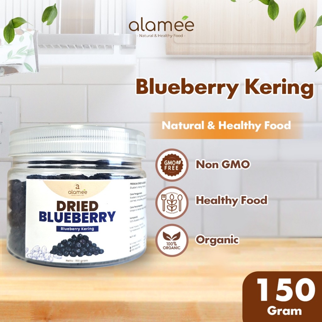 

ALAMEE Blueberry Kering Cemilan Buah Sehat Dried Fruit Blueberry Cemilan Rendah Kalori 150gr