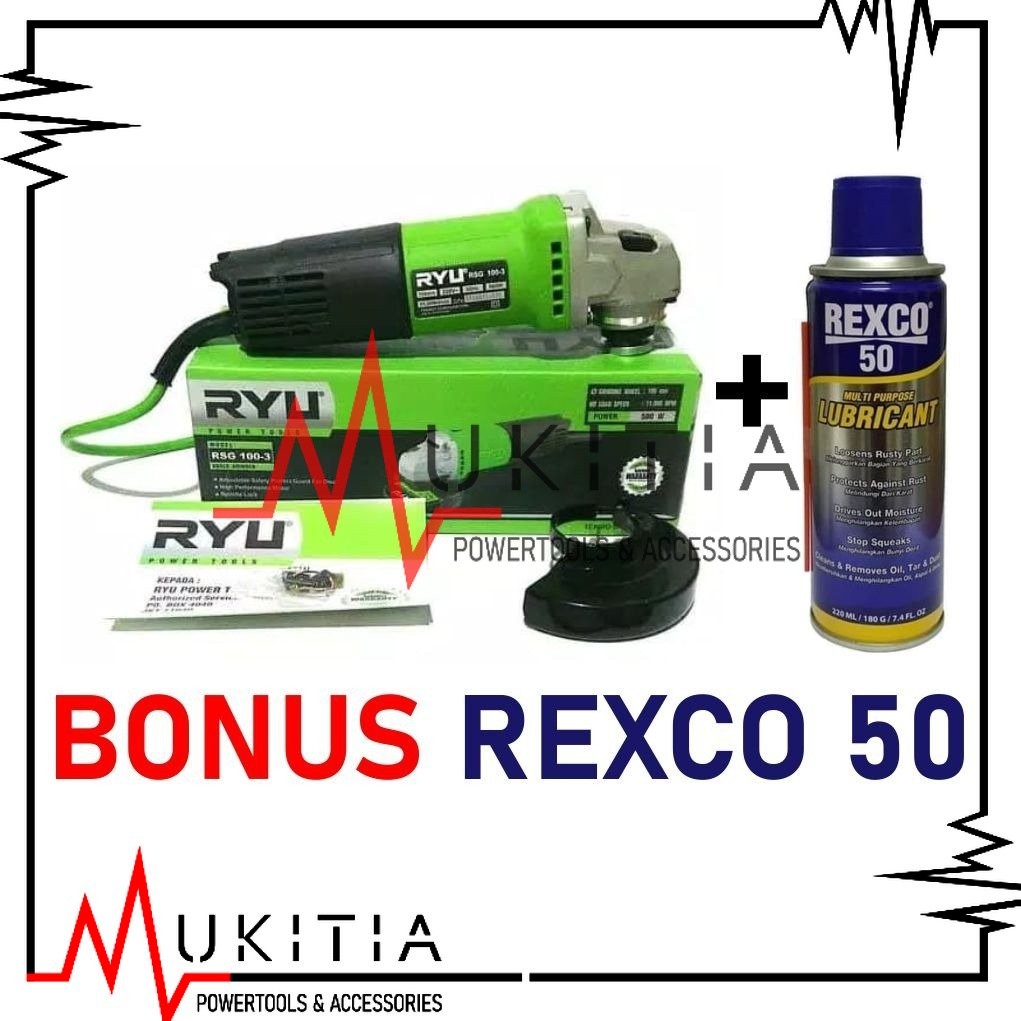 Mesin Gerinda Tangan Tekiro Ryu 4" Disc Angle Grinder Gerinda Ryu Gurinda RYU RSG 100-3 RSG100-3