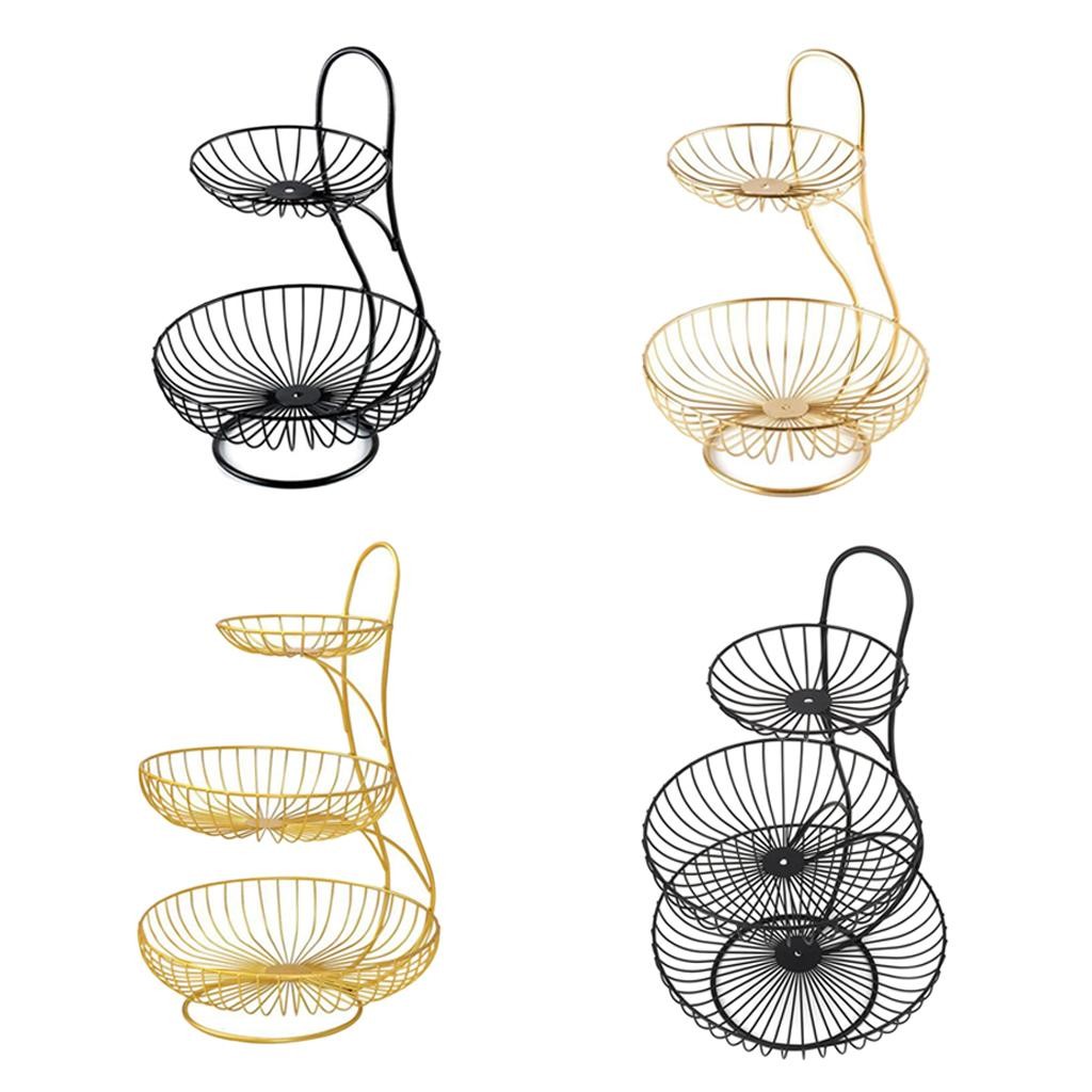 2/3 Tier Fruit Basket Metal Wire Bread Holder Vegetable Baskets for Countertop Multi-Layer Wire Frui